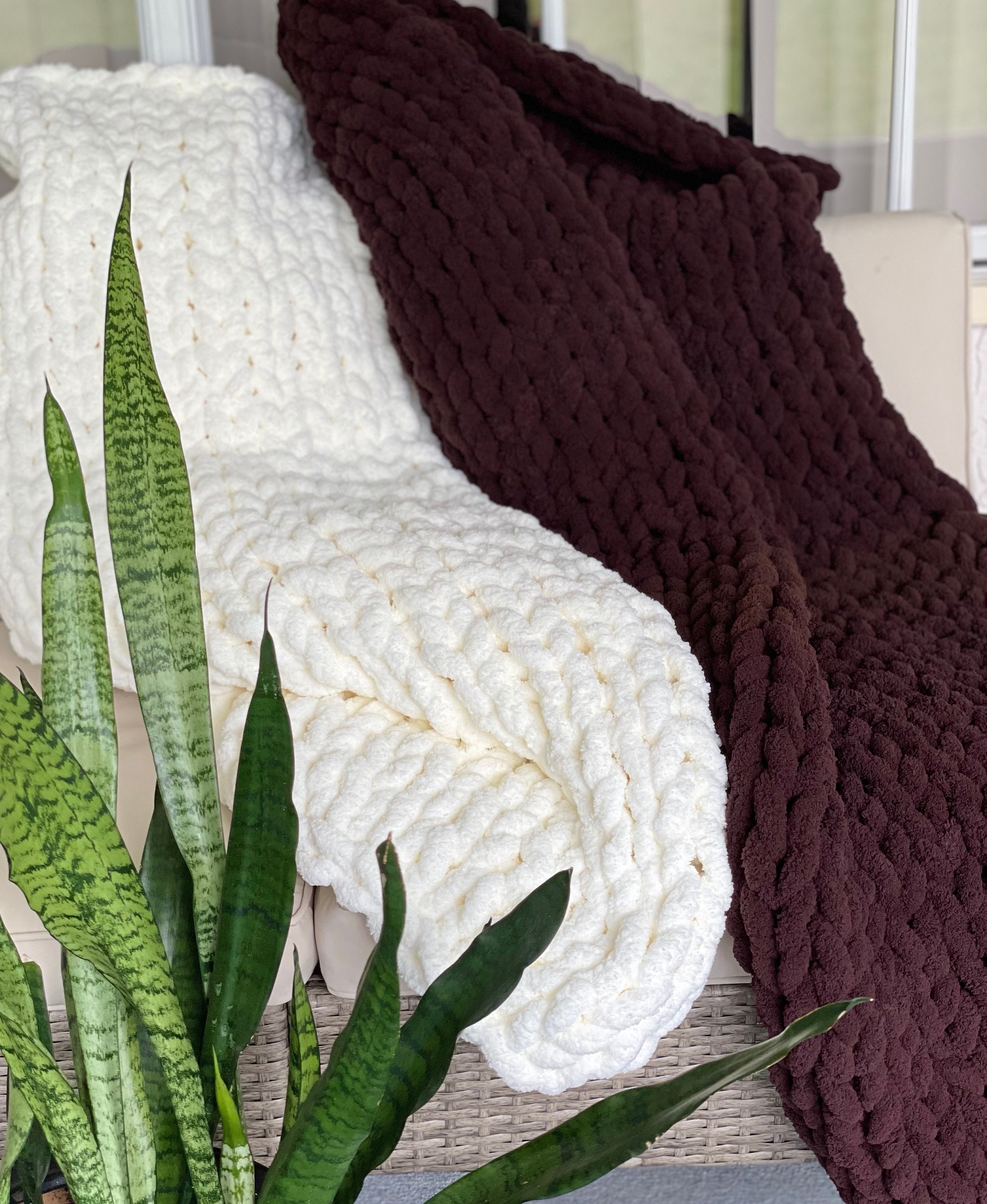 Beige Chunky Knit Blanket Cream Beige Throw Blanket Ivory Etsy