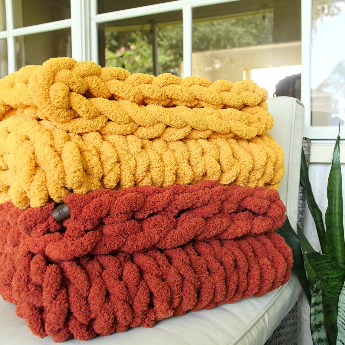 Rust Throw Blanket Rust Knit Blanket Terracotta Blanket Etsy