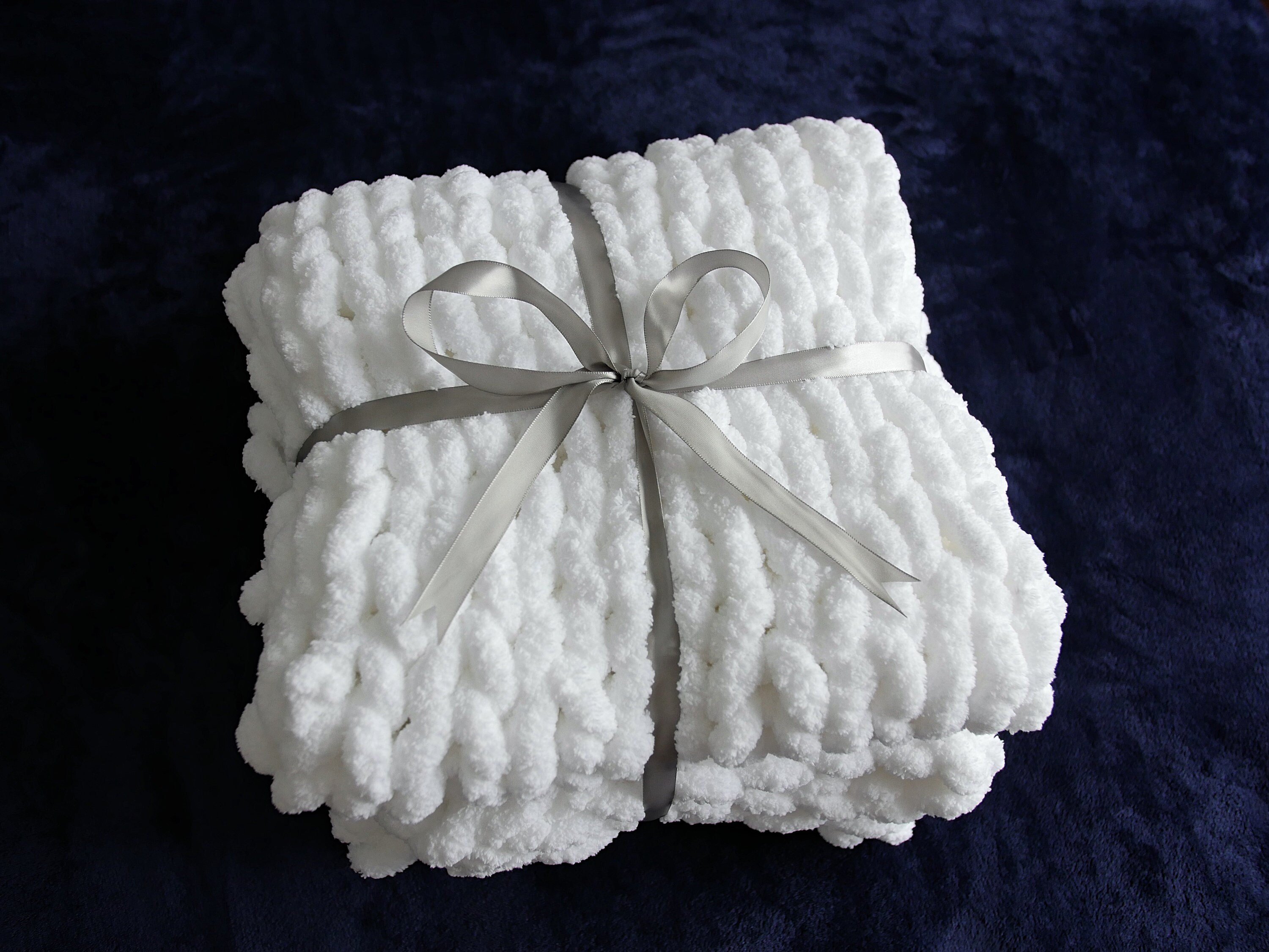 Chunky Knit Blanket White and Beige Throw Blanket White Etsy