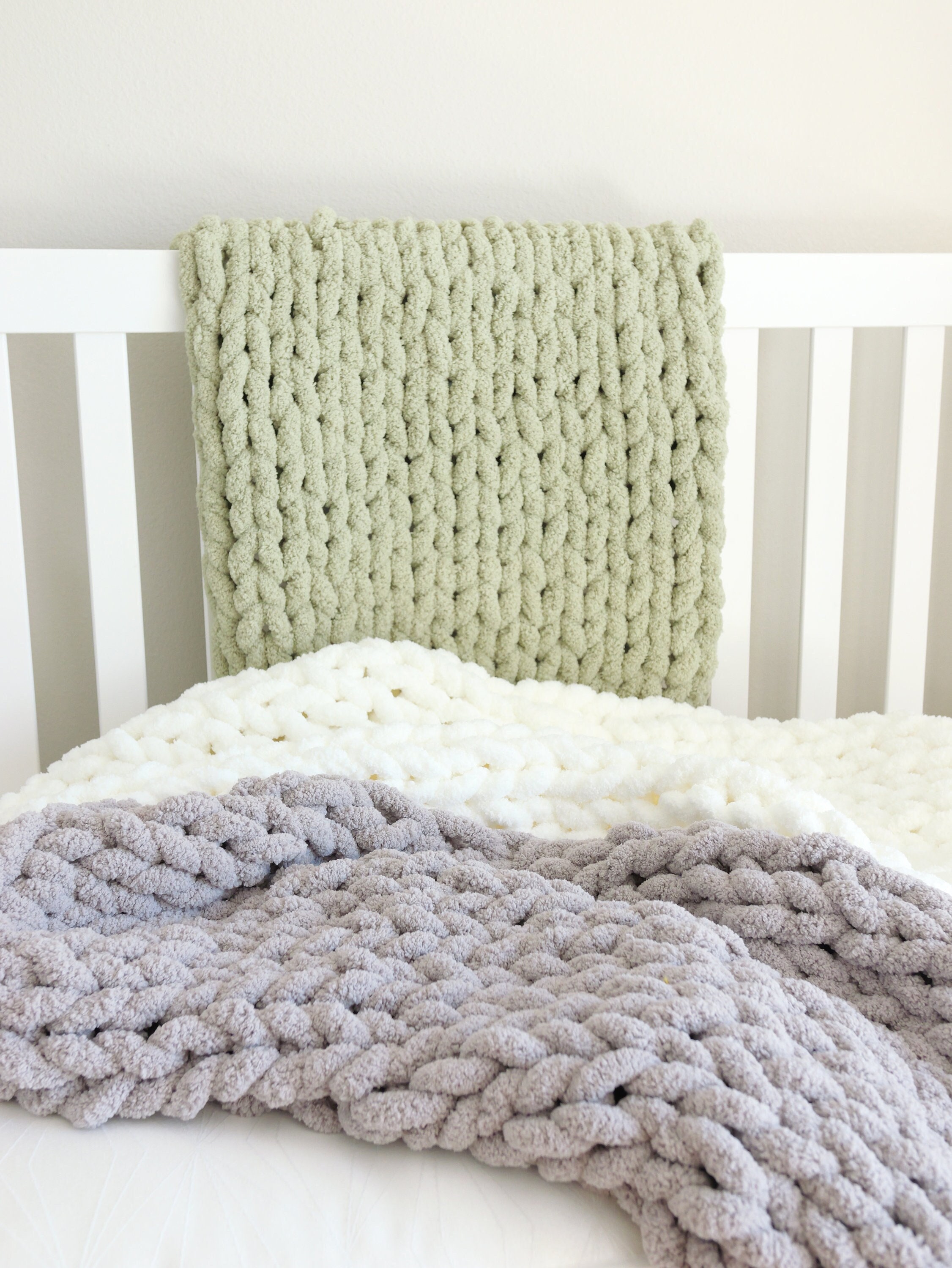Sage Green Blanket Sage Throw Blanket Chunky Knit Blanket Etsy