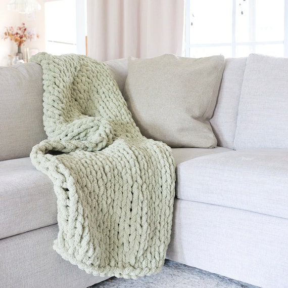Sage knitted throw sale