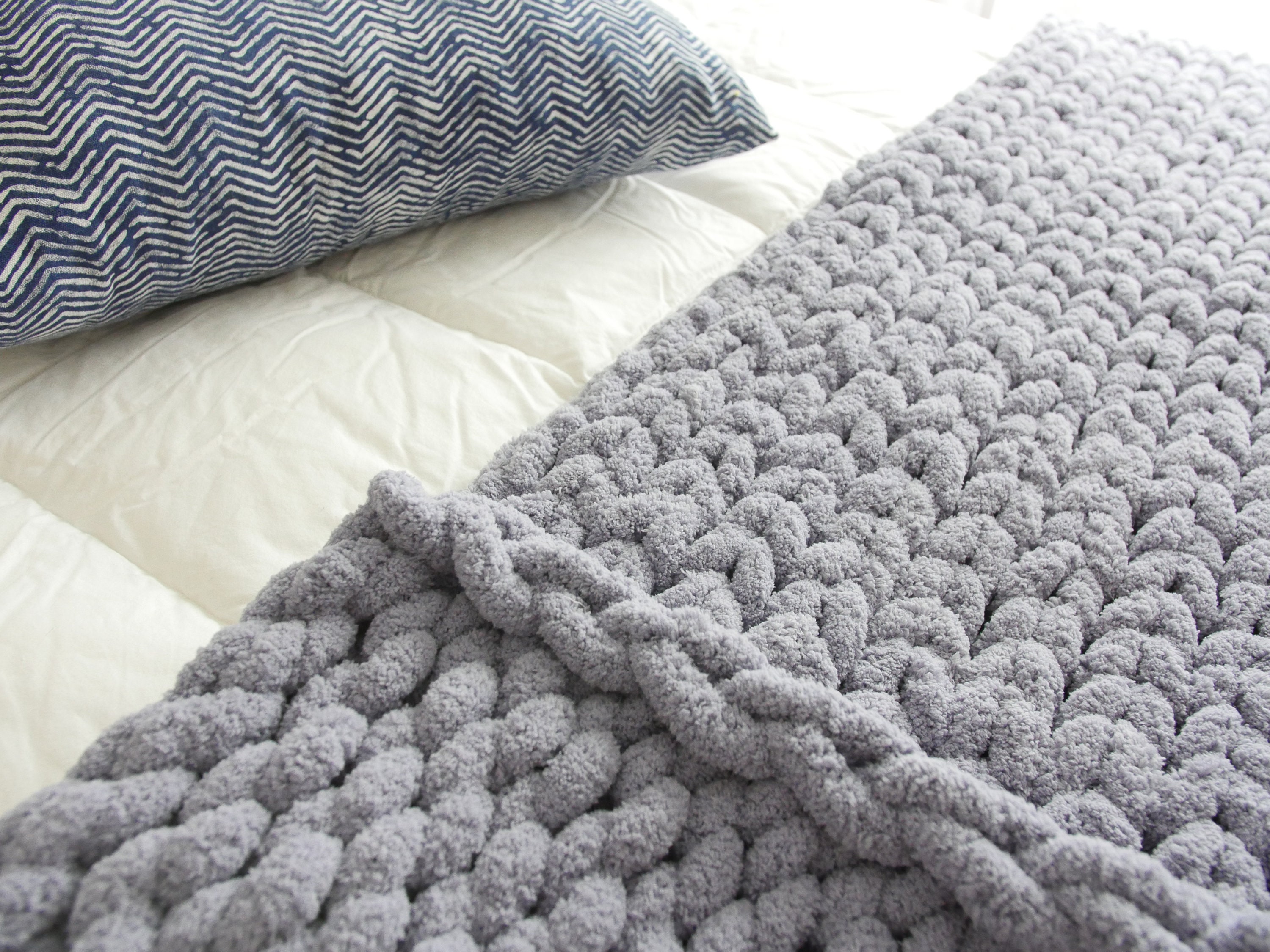 Chunky Knit Bed Runner Knitted Bed Scarf Chenille Chunky Etsy