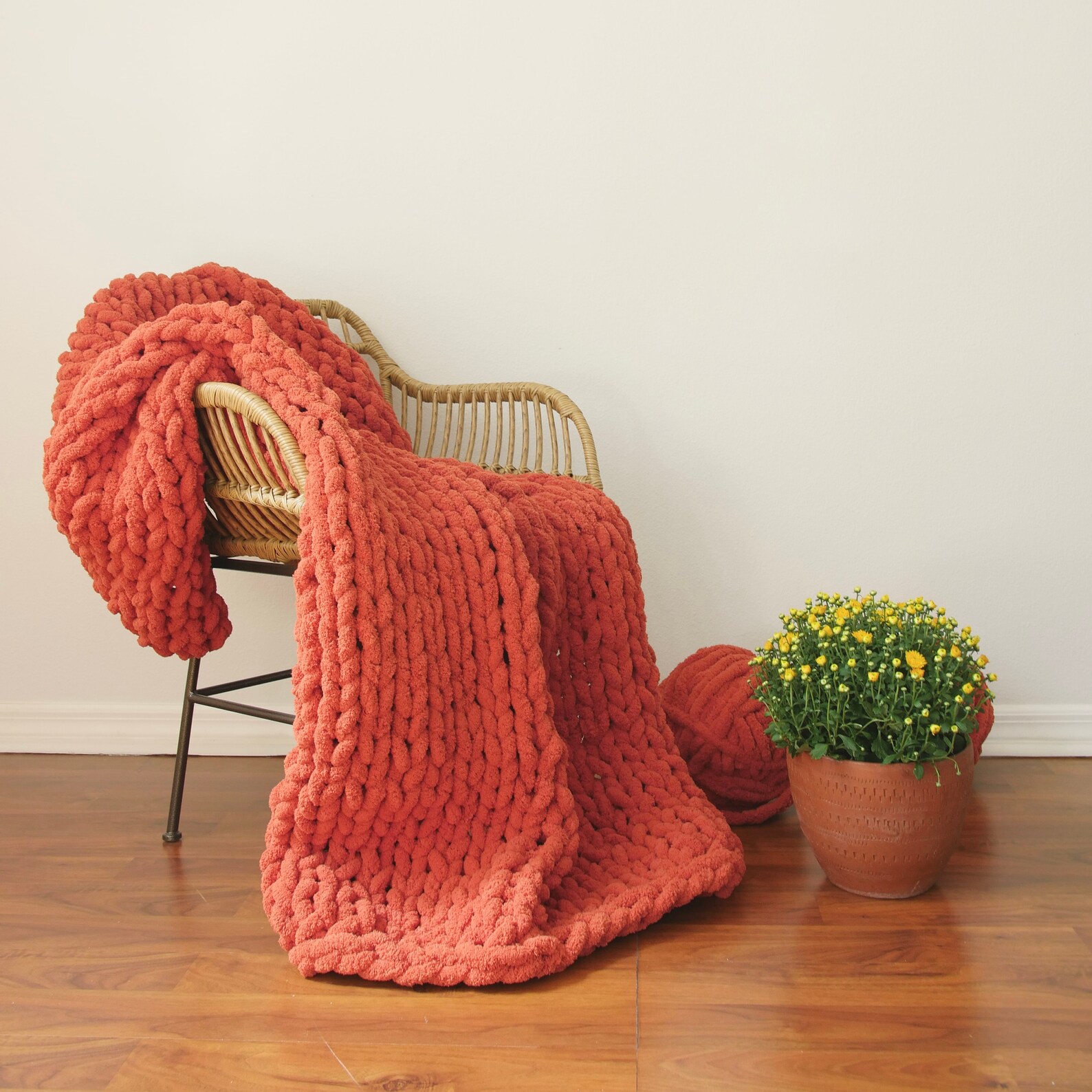 Rust Throw Blanket Rust Chunky Blanket Fall Knit Blanket Etsy