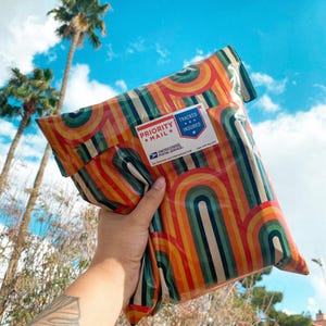 14.5&quot; x 19&quot; Recyclable Poly Mailers in Retro Rainbows / Eco-friendly, Shipping Mailers, Cute Mailer Bags, Boho / Happy Mail Solutions