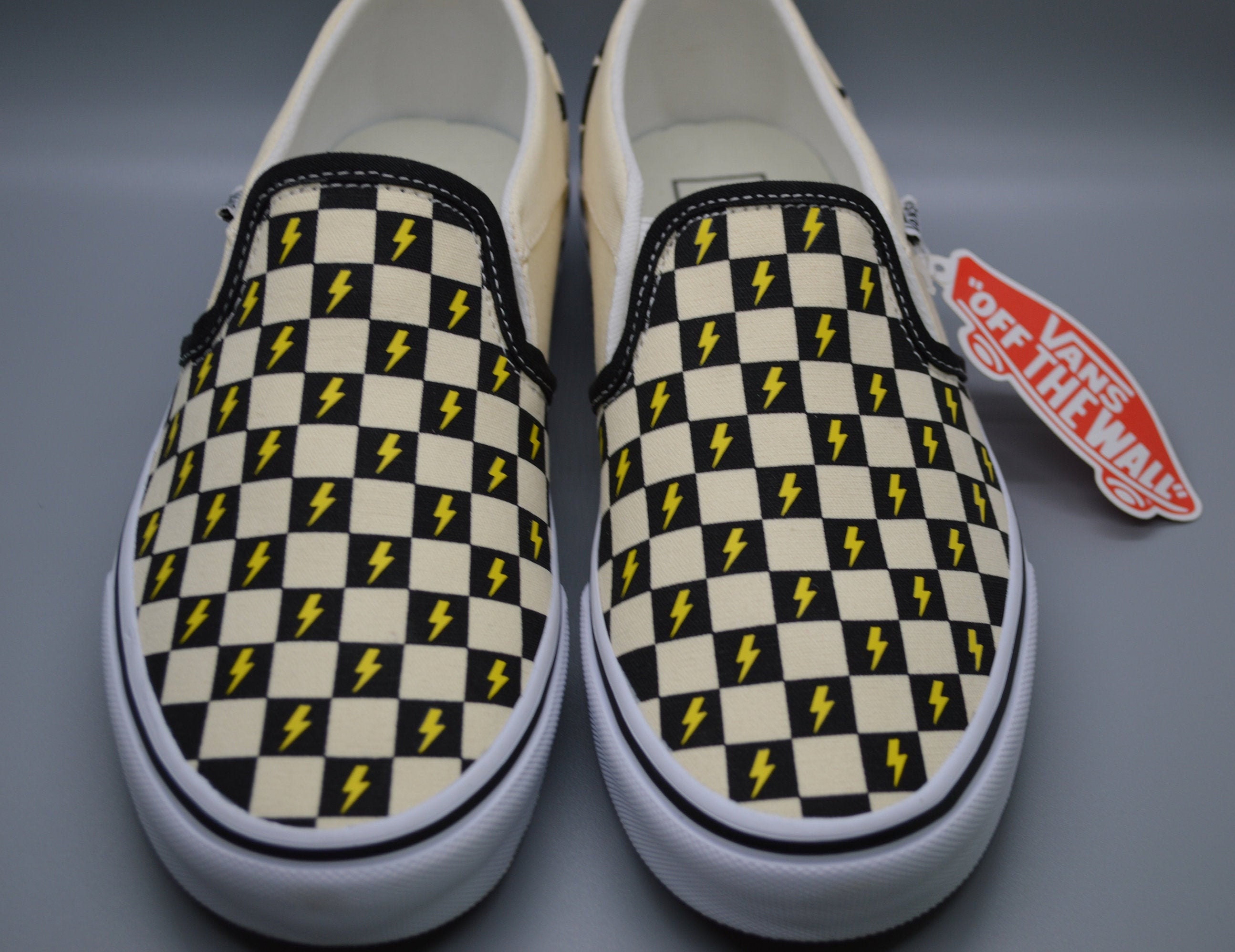 Custom Lightning Bolt Slip On Vans Etsy