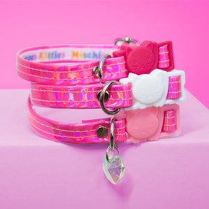 Hot Pink // Rainbow // Holographic // Quick Release // Customizable // Cat Collar