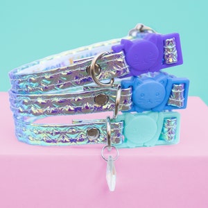 Purple // Pink // Turquoise // Iridescent // Diamond Embossed // Quick Release // Customizable // Cat Collar
