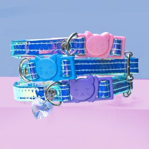 Blue // Iridescent // Solid // Quick Release // Customizable // Cat Collar