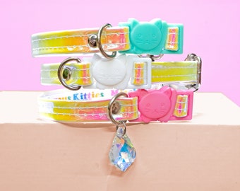 Pink Lemonade // Iridescent // Solid // Quick Release // Customizable // Cat Collar