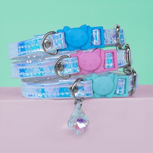 Blue // Pink // Purple // Opalescent // Quick Release // Customizable // Cat Collar