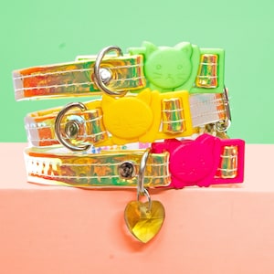 Fiery Phoenix // Yellow // Green // Orange // Iridescent // Solid // Quick Release // Customizable // Cat Collar