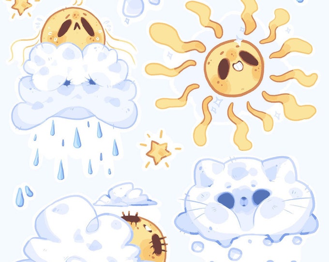 Bundle of Sun Weather Kiss Cut Planner Sticker Sheet Set | Paper Stickers | Not-Laminated | Not Waterproof | Journal Use Only