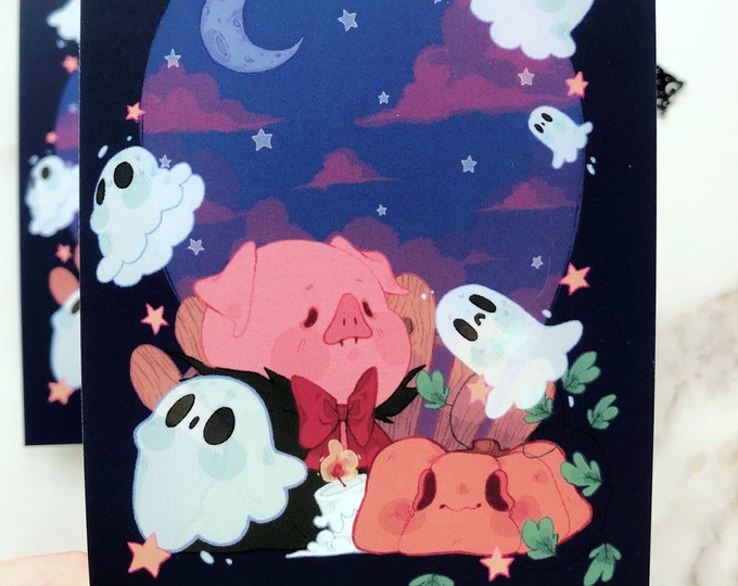 Spoopy Halloween Postcard | Soft Touch Print | 4" x 6" | Illustration