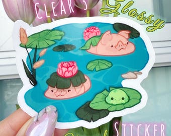 Lily Pond 3" x 3" Vinyl Clear Sticker - Glossy
