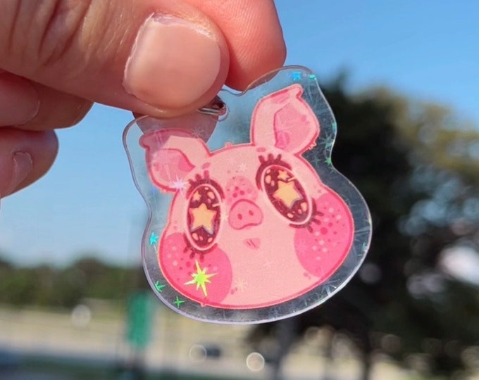 Sparkle Piggu Acrylic Keychain || Double Sided
