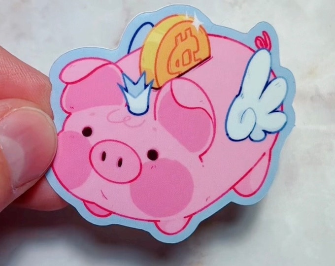 Vinyl 2.1" x 1.9" Glossy Die Cut Piggy Bank Sticker