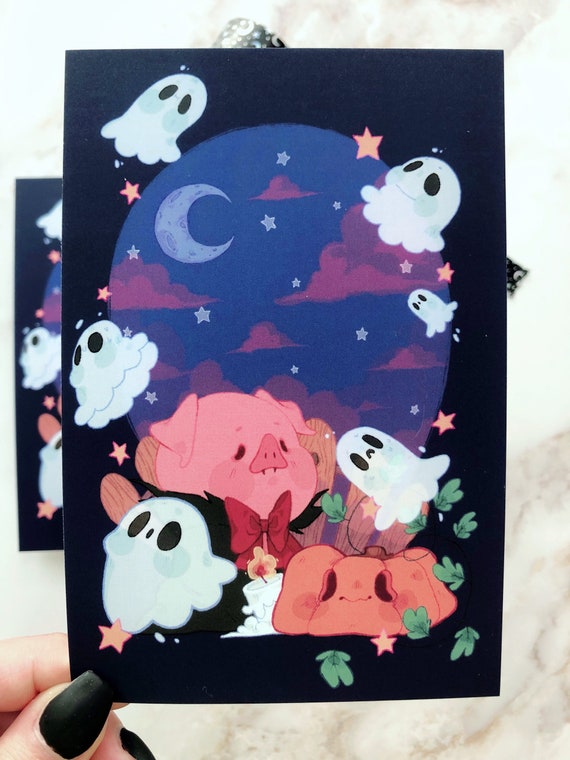 Spoopy Halloween Postcard | Soft Touch Print | 4" x 6" | Illustration