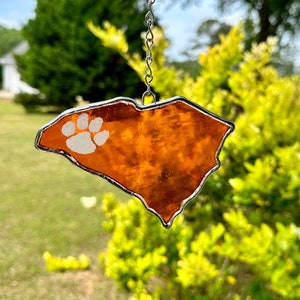 South Carolina Tiger Paw Stained Glass ornament or suncatcher