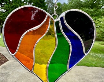 Rainbow Heart Pride Stained Glass ornament