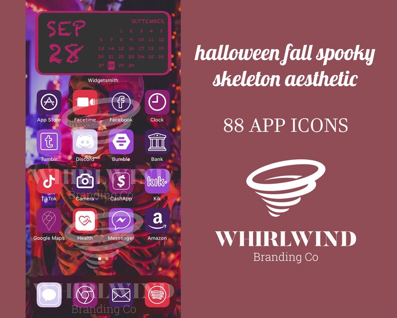 Pink App Icon Covers Halloween App Icon Covers Neutral iOS 14 Red Spooky Skeleton App Icons for iOS 14 Purple App Icons