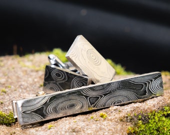 IBG Mens Stainless Steel Damascus Tie Bar Tie Clip