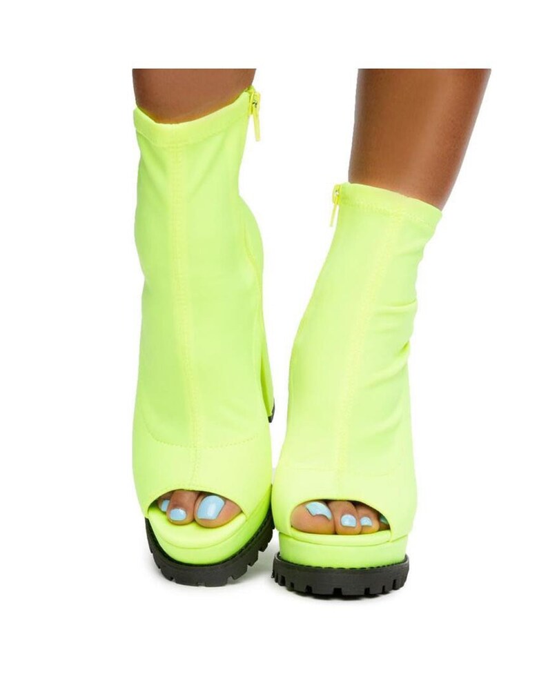 neon peep toe boots