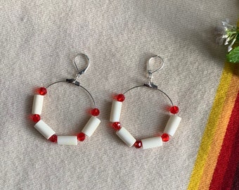 Hairpipe and Glass Bead Earrings