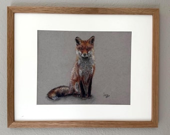 Realistic Red Fox Colored Pencil Drawing Print, Wildlife Art (Digital Download)