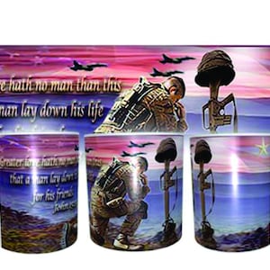 Soldiers Cross with Gold Star Memorial Tribute Mug