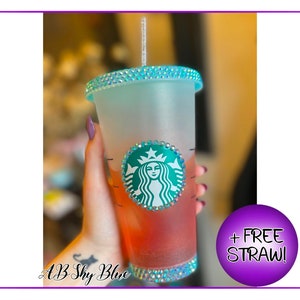 Custom Bedazzled 24oz Tumbler | Bling Tumblers | Starbucks Reusable Cup | Rhinestone Tumbler | Coffee Tumbler | FREE STRAW
