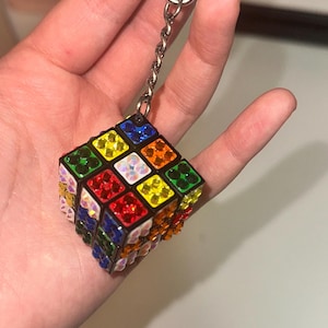 Bedazzled Rubik Cube Keychain, Rhinestone Rubik Cube keychain, Sparkling Rubik&#39;s Cube, Bling Rubik&#39;s Cube, Puzzle Cubes