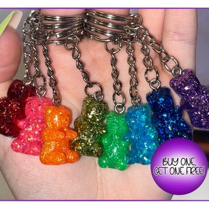 Sparkly Gummy Bear Keychain | Cute Bear Glitter Keychain | Gummy Bear Keyring | Keychain for Boyfriend | Best Friend Keychain | BOGO Free