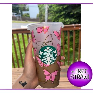 Butterfly Starbucks Tumbler | Personalized Starbucks Cold Cup | Starbucks Reusable Venti Cup | Iced Coffee Tumbler | Tumbler with FREE STRAW