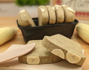 BANANA BREAD LOAF in a 6 inch Pan Felt Play Food