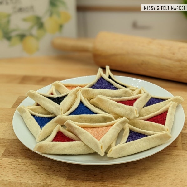 Purim Hamantascher Jam Cookies for Pretend Play - Jewish Holidays Treats  -  Felt Food for Play Kitchen - Multicultural Toys for Kids