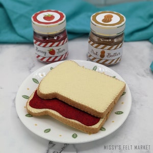 Peanut Butter and Jam/Jelly Sandwich for Pretend Play - PBJ Felt Play Food - Play Kitchen Accessories