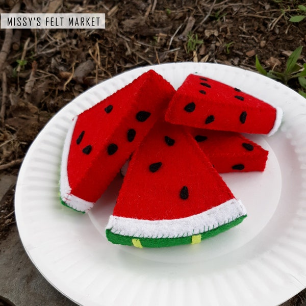 Red or Pink Watermelon Slice for Summer Pretend Play - Fresh Felt Food for Dramatic Play