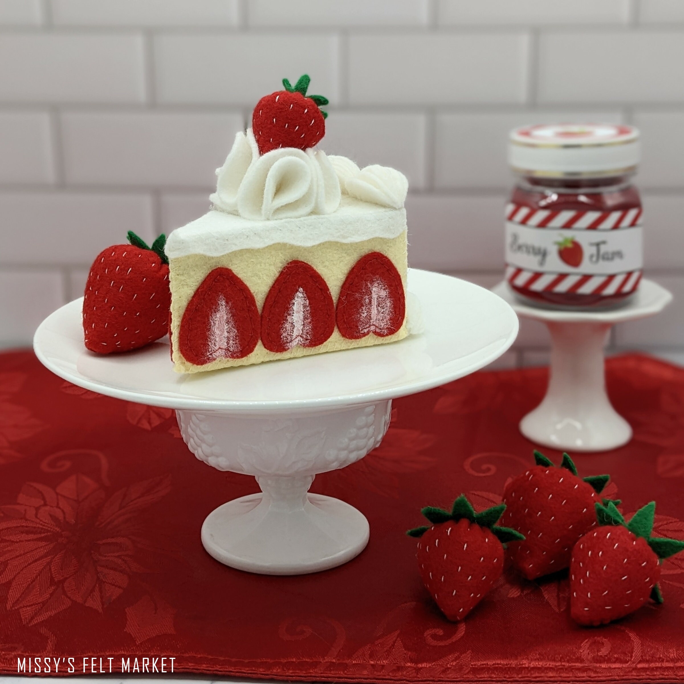 Summer STRAWBERRY CAKE Slice Felt Play Food - Etsy
