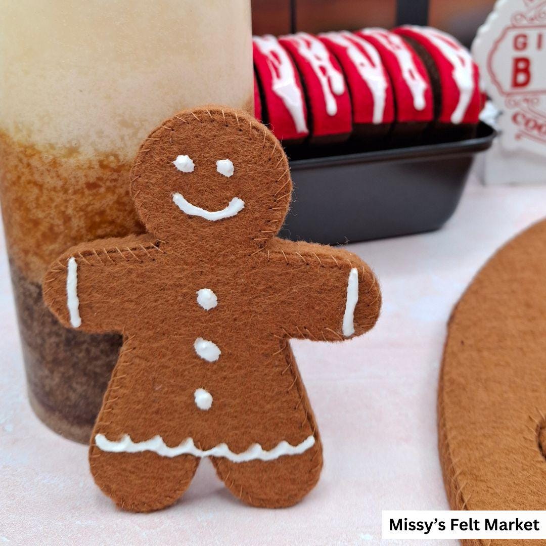 GINGERBREAD PEOPLE Cut Out Cookies With Frosting Felt Play Food ...