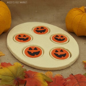 Pumpkin Jack-O-Lantern Circle Cut Out Cookies - Pretend Play Food for Kids - Birthday and Holiday Gifts - Autumn and Fall