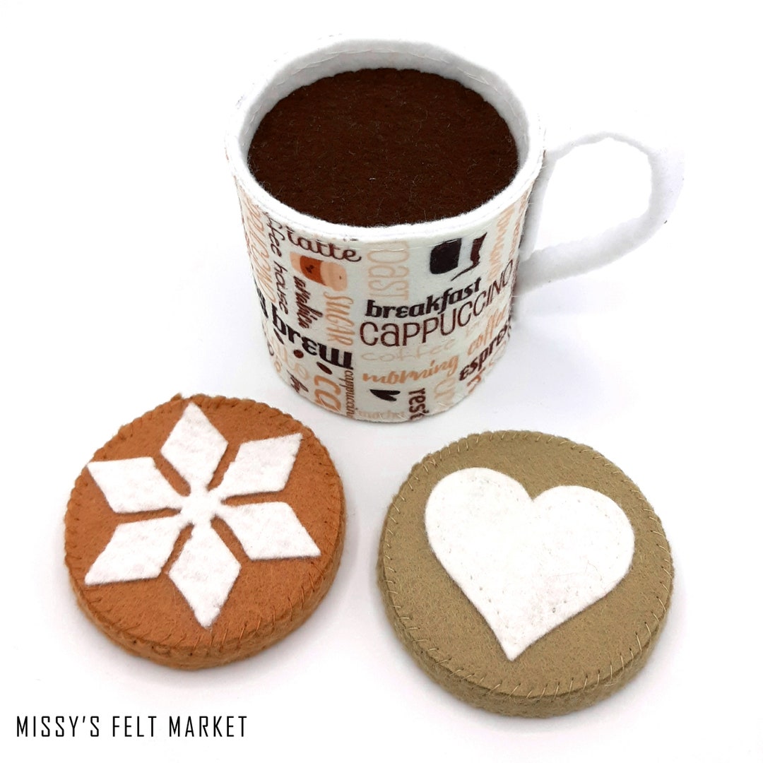 COFFEE SHOP Play Set With Interchangeable DRINKS Felt Play Food - Etsy