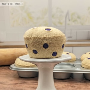 Blueberry Muffin in a Cupcake Tin for Pretend Play - Full Size Bakery Treats for Play Kitchen - Bakery Dramatic Play Room Decorations