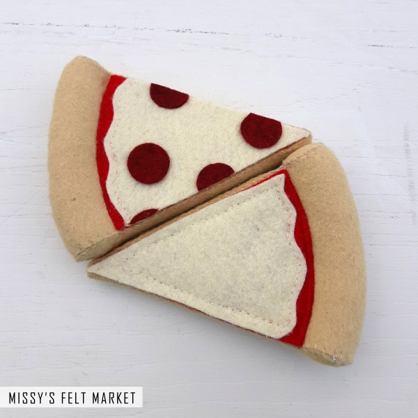 Meat and Cheese Pizza Slices for Pretend Play - Felt Play Food - Play Kitchen Accessories