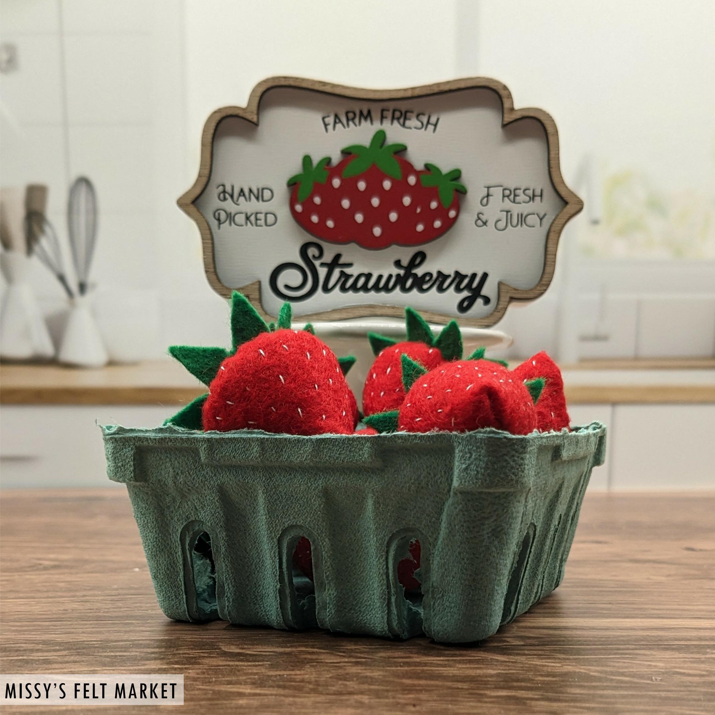Summer STRAWBERRIES in a BASKET Felt Play Food - Etsy