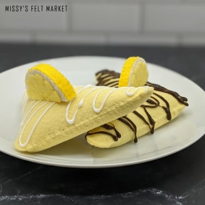Lemon Scones Felt Food with White Chocolate or Dark Chocolate Drizzle for pretend play - Coffee Shop and Bakery