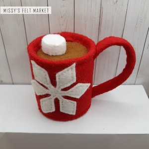 Red Snowflake Mug for Pretend Play - Hot Chocolate Toys for Kids - Coffee Shop Play Time - Milk for Santa