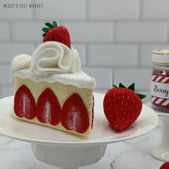 Strawberry Cake With Berry Slices and Whole Strawberry - Summer