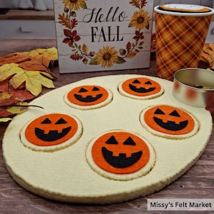 Pumpkin JACK-O-LANTERN Cut Out COOKIES Felt Play Food
