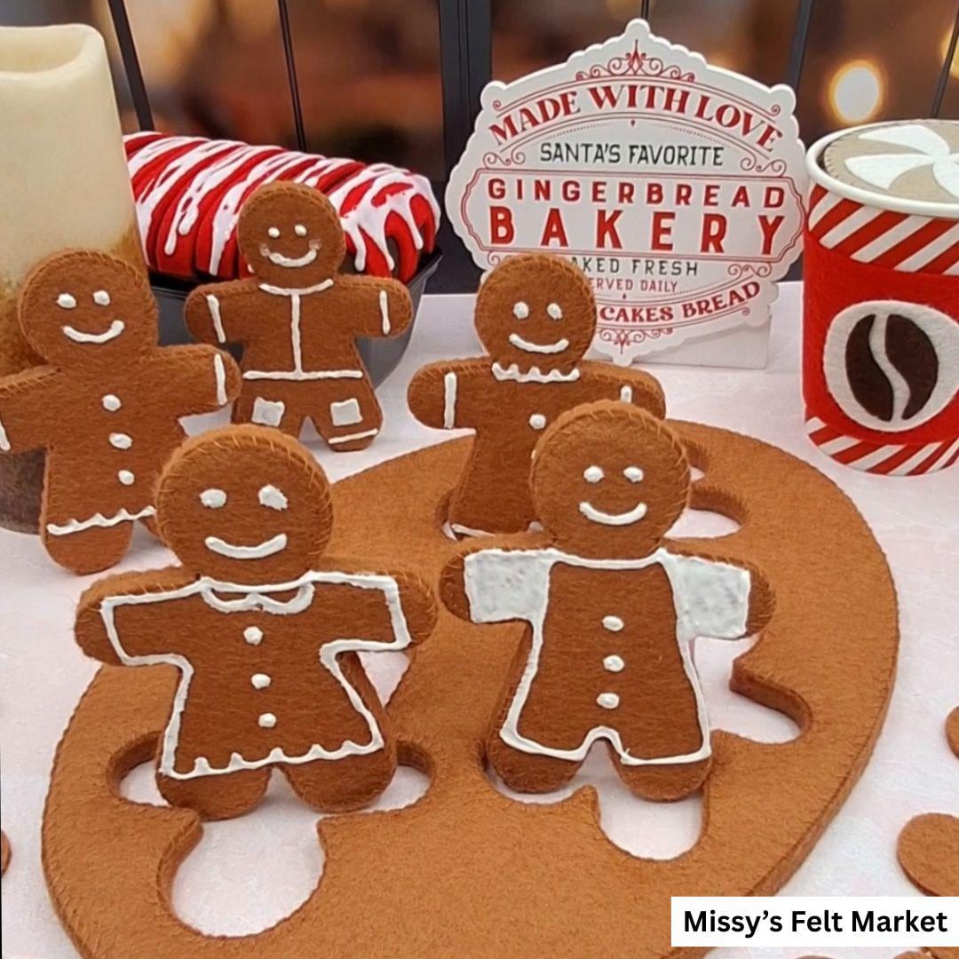 GINGERBREAD PEOPLE Cut Out Cookies With Frosting Felt Play Food ...