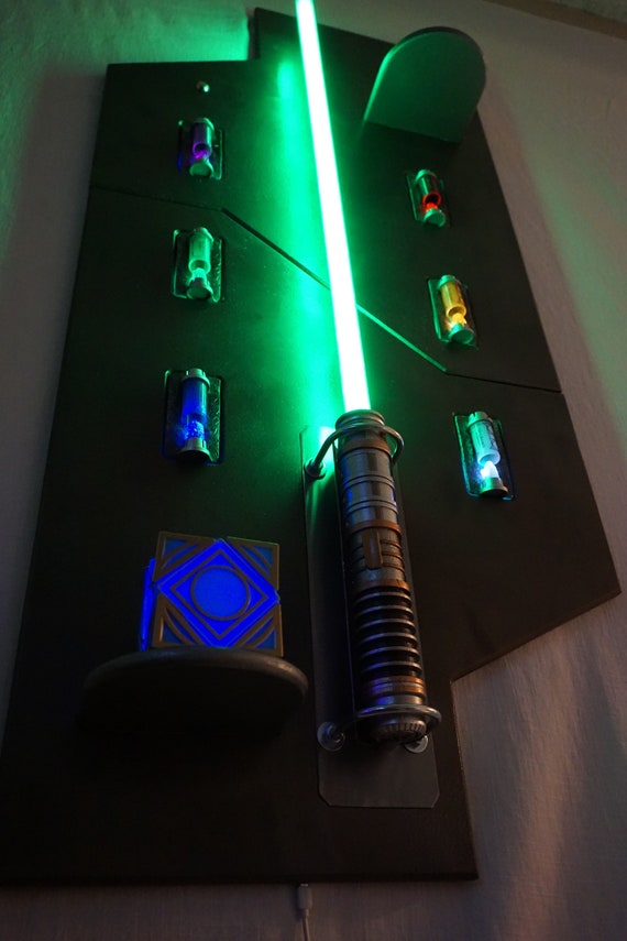 Sabershield Lightsaber Holocron And Kyber Crystal Display - Wall Lightsaber Display Sabershield Lightsaber Holocron And Kyber Crystal Display - Wall Lightsaber Display